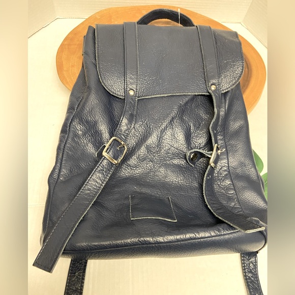 Kokosina Navy Blue Soft Leather Backpack Ruck Sack main image 8